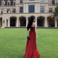 French seaside holiday long dress, temperament and slim red v-neck halter neck drape dress R1600