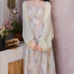 Summer small skirt French gentle style floral suspender dress plus cardigan two-piece set R2406