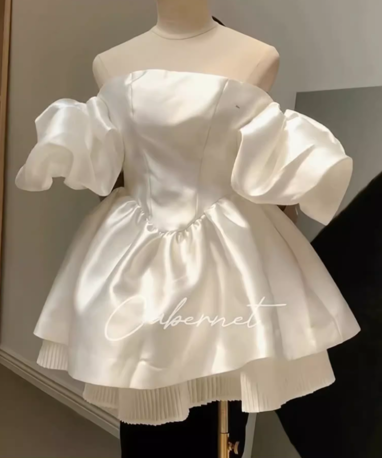 Birthday dress high-end party dress niche princess dress one-shoulder tube top dress R1766