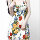 2025 Summer New French Waist Sexy Printed Short Holiday Suspender Dress R0972