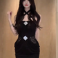 Temperament lady tube top halter neck dress 2025 waist hip skirt R1061