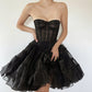Black lace slim fit princess fluffy skirt homecoming dress R2426