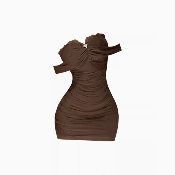 Temperamental socialite lace tube top dress 2025 pure desire pleated waist hip skirt R1111