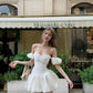 White gentle and cute one-shoulder neckline waist princess skirt homecoming dress R3620