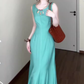 Gentle style sleeveless vest dress is super beautiful waist hip fishtail skirt R0702