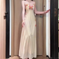 Flower V-neck suspender dress gentle temperament beautiful summer skirt R0729