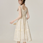 New summer French style high-grade apricot suspender dress super fairy skirt R1903