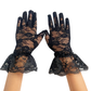 Children's elastic retro black lace lace mesh gloves white bride hollow thin sunscreen     S6254