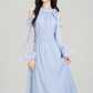 French design holiday halter neck off-shoulder dress beautiful gentle wind skirt R2387