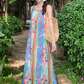 Retro oil painting style flower suspender dress holiday style tassel blouse slim long skirt suit R0204