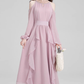 French style beautiful holiday long dress summer new ruffled halter neck off-shoulder dress R2364