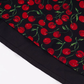 2025 Summer New French Red Cherry Floral Square Neck Short Sleeve Long Dress R0930