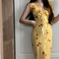 2025 Summer New Rose Lace Suspender Floral Dress Fishtail Long Dress French Holiday Dress R0268