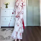Retro floral one-shoulder dress with gentle temperament and slim waist and hip skirt R0645