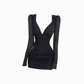 Sexy hot girl V-neck long-sleeved dress 2025 pleated waist and hip inner skirt R1123