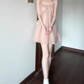 Gentle temperament pink mesh sling dress beautiful loose A-line short skirt R0723