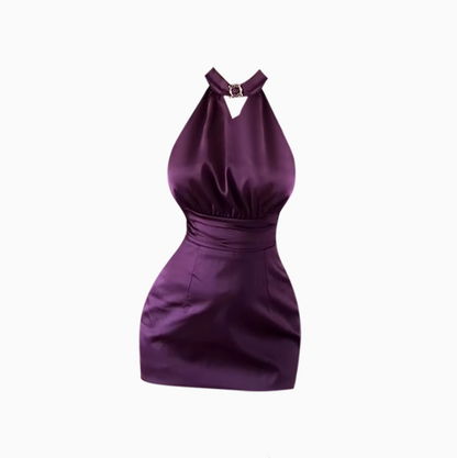 French style sleeveless halter neck hollow dress 2025 backless waist hip skirt R1217