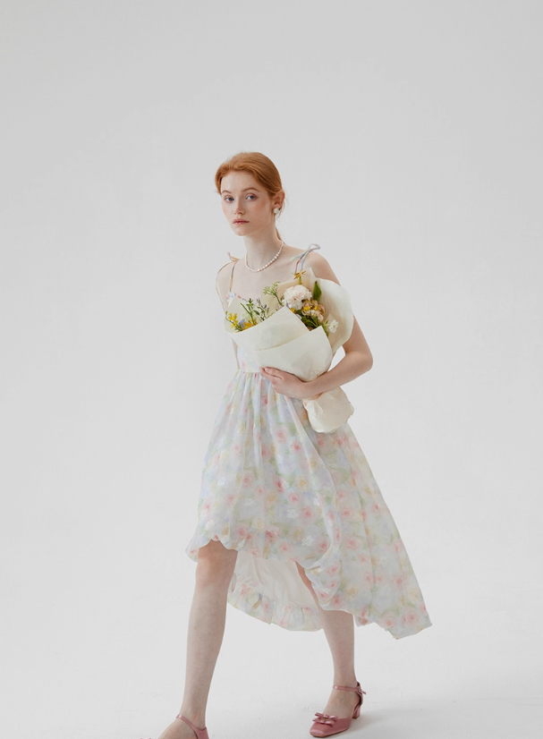 French tea break flower dress holiday floral dress suspender bud dress female summer new style R3488