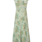 2025 Summer New Green Floral French Tea Break Seaside Vacation Long Dress R0975