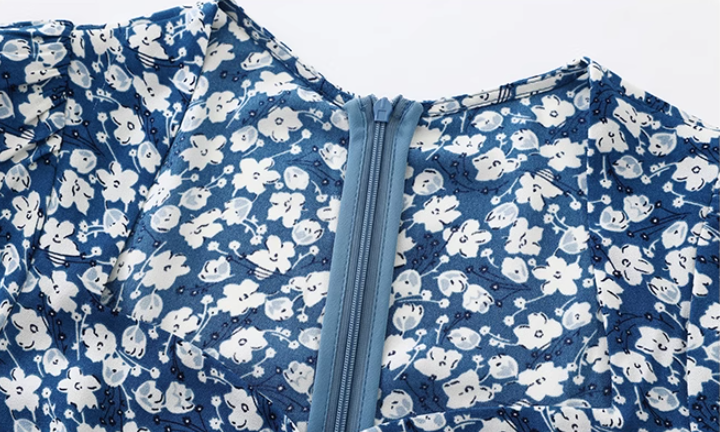 French holiday style long blue 2025 new dress R2605