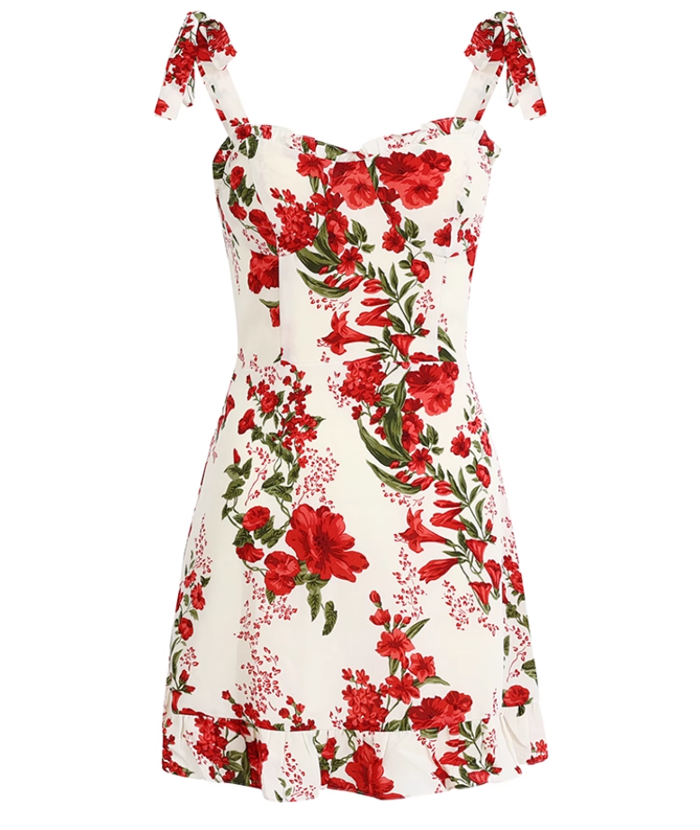 French holiday style short white 2025 new slim suspender dress R2642