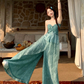 Fairy outfit: a halter neck tube top with small slings, mint green wide-leg pants, two-piece suit R1761