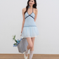 Mesh girly white A-line skirt summer design niche playful short skirt R3335