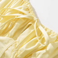 2025 Summer New Yellow Slit Sexy Waist Drawstring Holiday Suspender Dress R0938