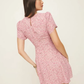Dress Red Floral Chiffon French Style Retro Round Neck Slim Fit A-line Short Sleeve Dress R2929