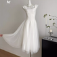 White suspender dress new style mesh fluffy fairy high-end long skirt R1980