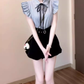 A complete set of outfits, skirt, blue striped shirt, flower bud short skirt, two-piece suit R0746