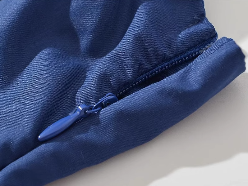 2025 Summer New Blue Slit Sexy Waist Temperament Suspender Dress R0901