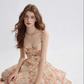 French suspender skirt floral dress high-end wear short skirt summer skirt R2767