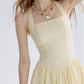 Lemon honey tea yellow dress French suspender skirt holiday wear short skirt skirt female summer R3450