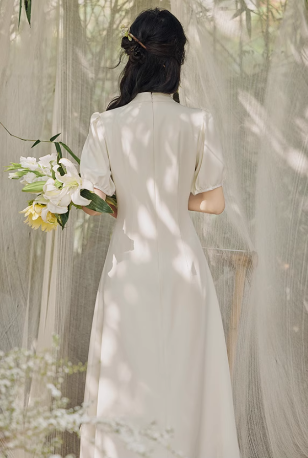 Summer new Chinese retro temperament waist dress improved cheongsam dress R2375