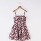 French retro sky blue floral chest cushion for slimming, waist cinching, large skirt with suspender R2873