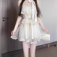 Sweet style sleeveless halter neck dress beautiful temperament puffy short skirt R0760