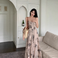 Fairy new Chinese style ink-dyed dress design backless holiday style suspender long dress R1724