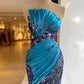 Blue irregular neckline slim waist hip sexy homecoming dress R2482