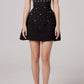 Black tube top diamond-studded waist slim A-line high-end short skirt homecoming dress R4238