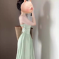 Women's mint green suspender dress holiday style waist backless temperament long dress R0465