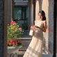 White moonlight temperament long skirt new summer style high-end waist slimming dress R4343