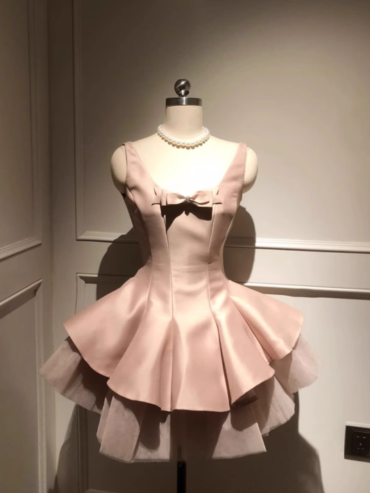 Ballet princess dress temperament, waist cinched mesh puffy skirt, pink suspender dress, homecoming dress R2996