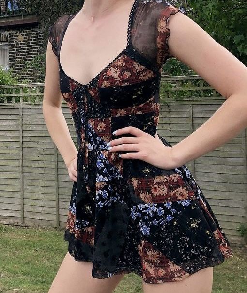 Black floral waist slim short skirt homecoming dress R2798