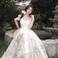 Platycodon temperament floral suspender skirt super beautiful waist dress R0701