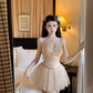 Pure desire style lace splicing sling 2025 thousand gold mesh skirt suit R1342