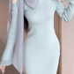 Gentle oblique collar bow tie dress 2025 waist hip long skirt R1168