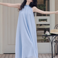 French blue halter neck dress new style holiday style waist beautiful fairy dress R2402