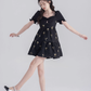Black hollow high-end short skirt sweet jacquard baby doll skirt summer back bow dress for women R4114