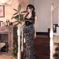 Sexy hot girl lace suspender dress 2025 leopard print waist hip fishtail skirt R1198
